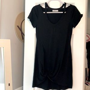 Black tie up t-shirt dress